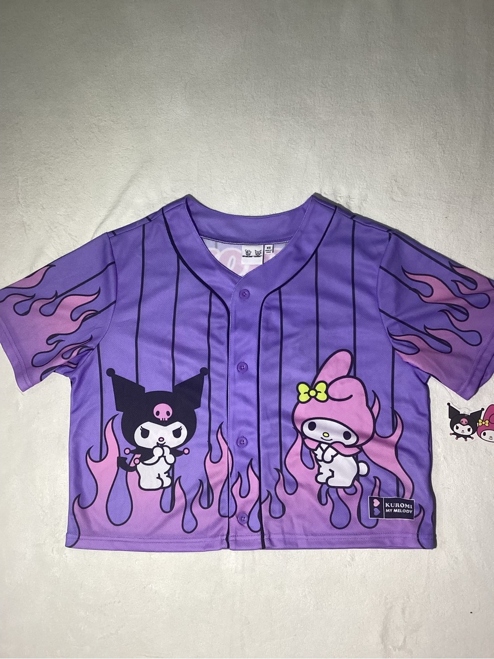 🔥 NWT Sanrio My Melody & Kuromi Graphic Cropped Baseball Jersey 🔥